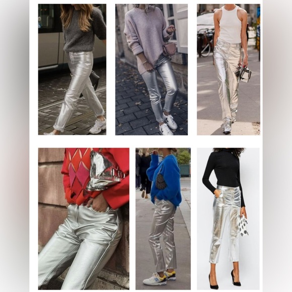 NWT ARMANI Silver Jeans ✨🩶✨ Metallic Denim - Picture 1 of 13